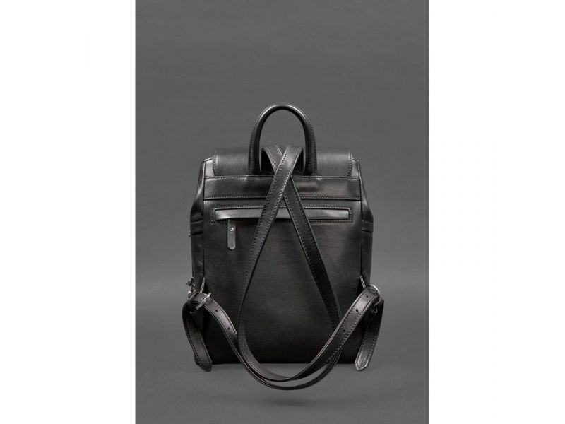 Кожаный женский рюкзак Олсен черный краст, фото 4