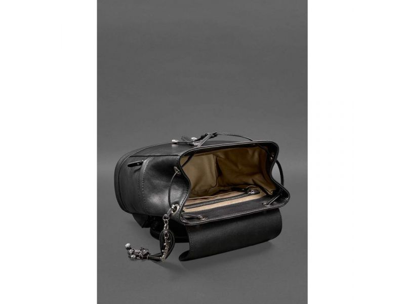 Кожаный женский рюкзак Олсен черный краст, фото 5