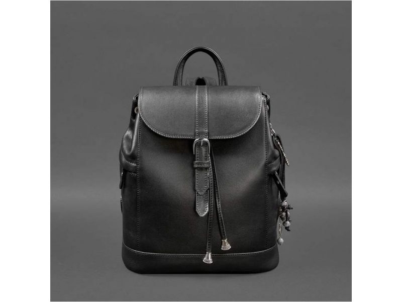 Кожаный женский рюкзак Олсен черный краст, фото 10