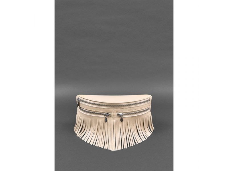 Кожаная женская сумка на пояс Spirit светло-бежевая краст, фото 2