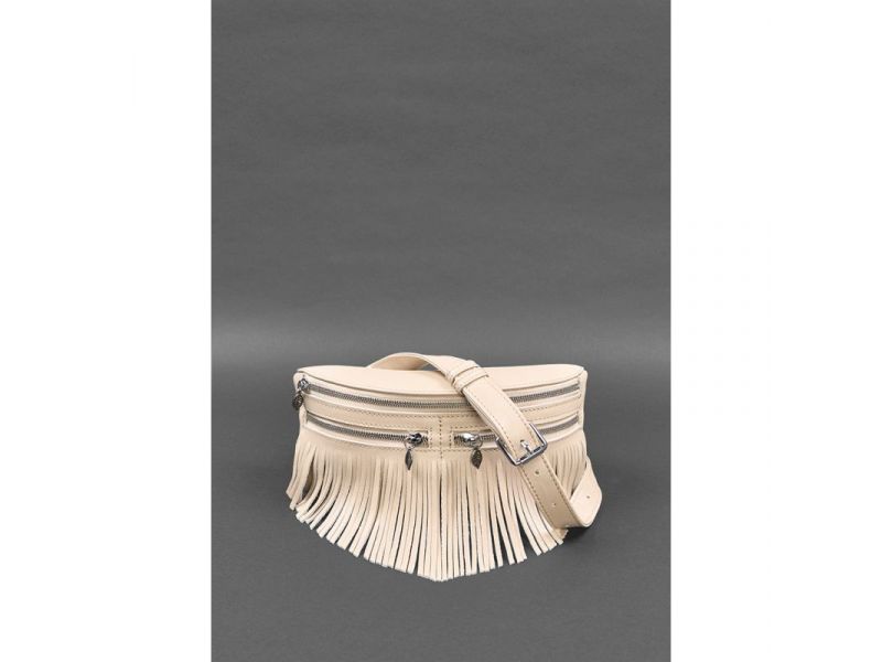 Кожаная женская сумка на пояс Spirit светло-бежевая краст, фото 3