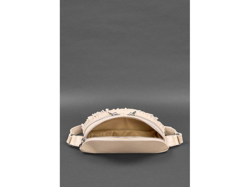 Кожаная женская сумка на пояс Spirit светло-бежевая краст, фото 6