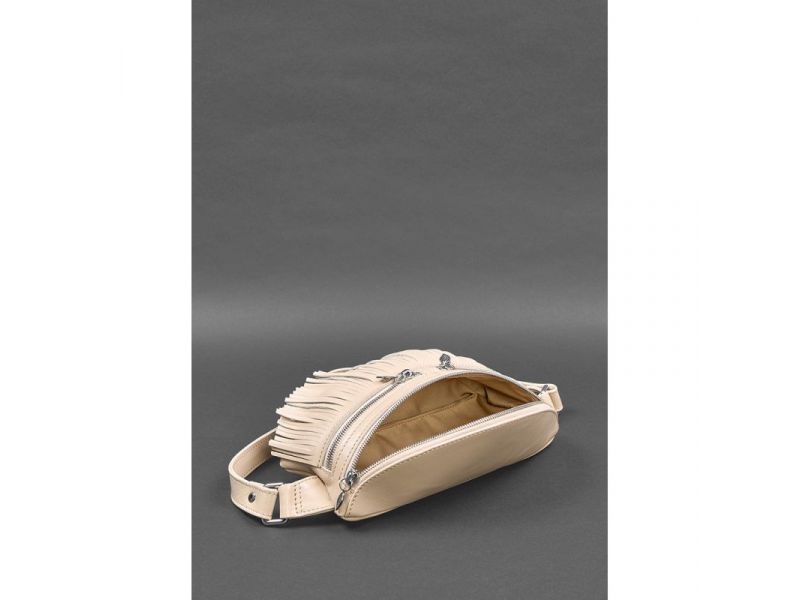 Кожаная женская сумка на пояс Spirit светло-бежевая краст, фото 7