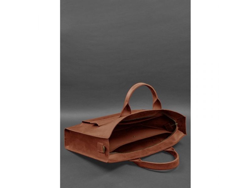 Кожаная сумка для ноутбука и документов Универсальная светло-коричневая Crazy Horse, фото 6