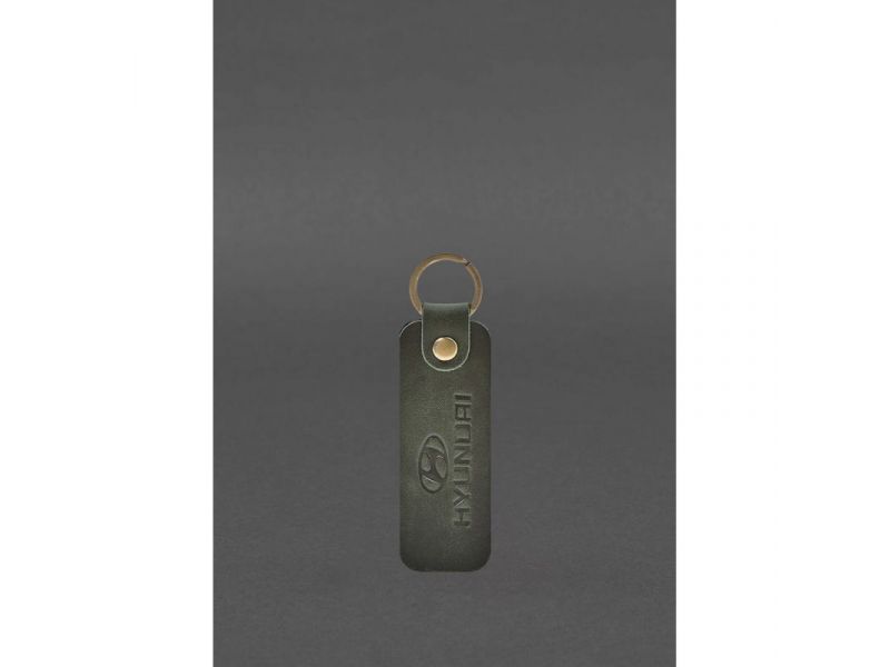 Кожаный брелок для Авто Hyndai зеленый Crazy Horse, фото 1