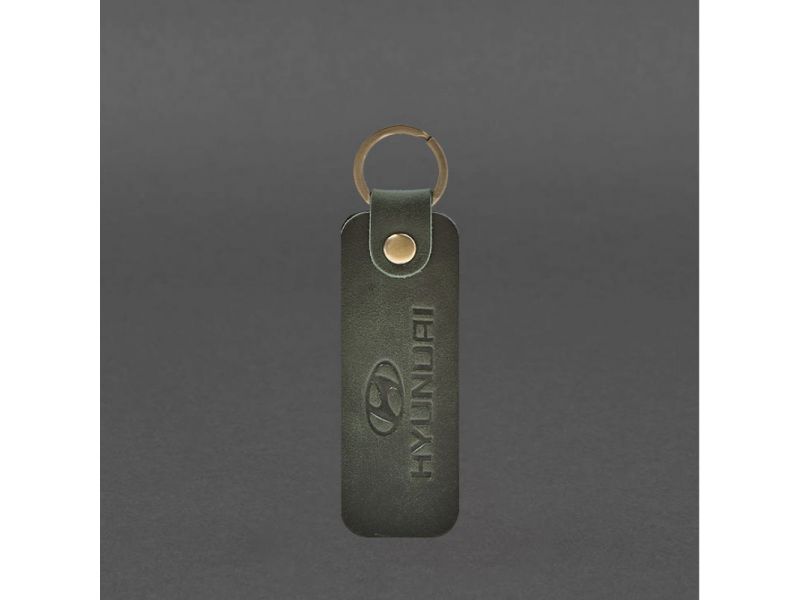 Кожаный брелок для Авто Hyndai зеленый Crazy Horse, фото 3