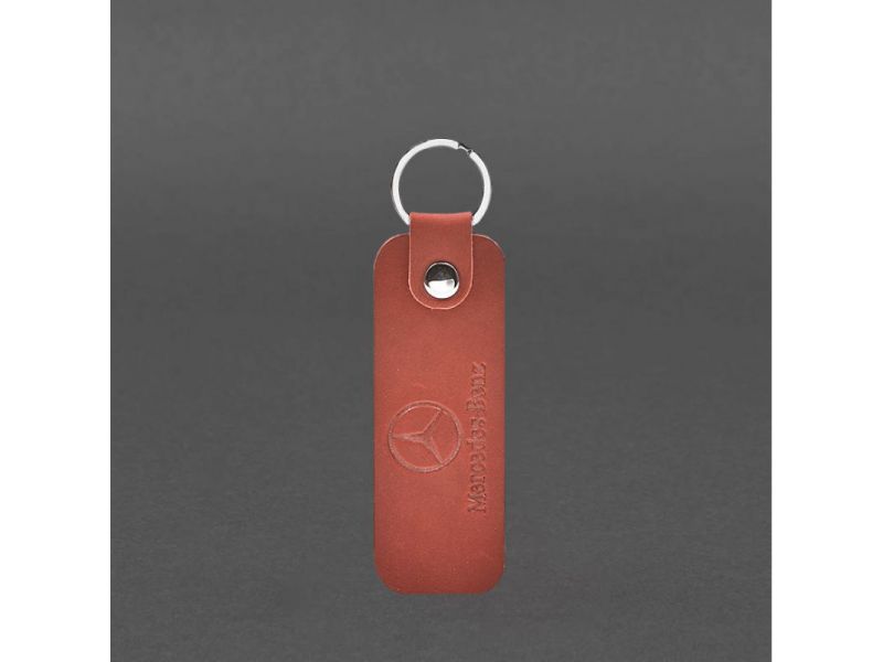 Кожаный брелок для Авто Mercedes коралловый Crazy Horse, фото 3