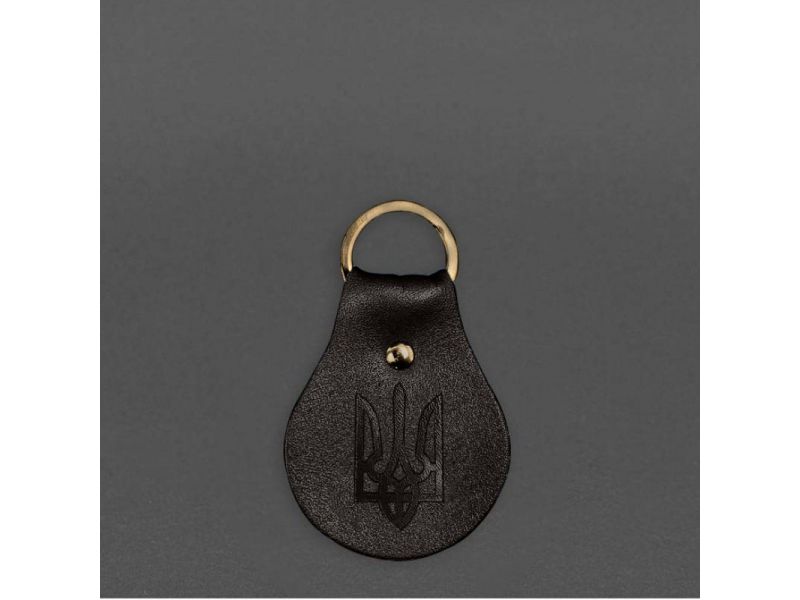 Кожаный брелок Патриотический с гербом темно-коричневый, фото 3