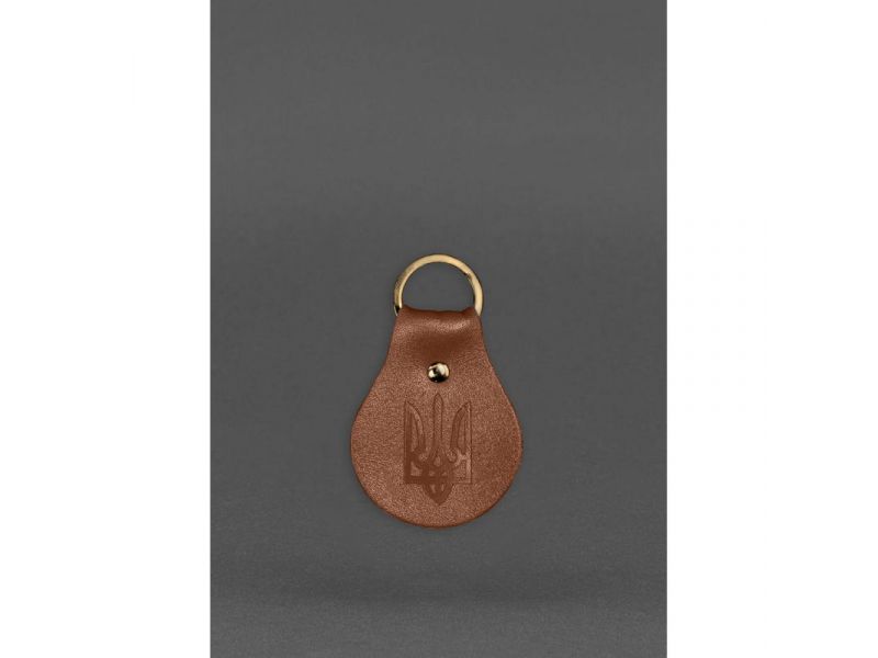 Кожаный брелок Патриотический с гербом светло-коричневый, фото 1