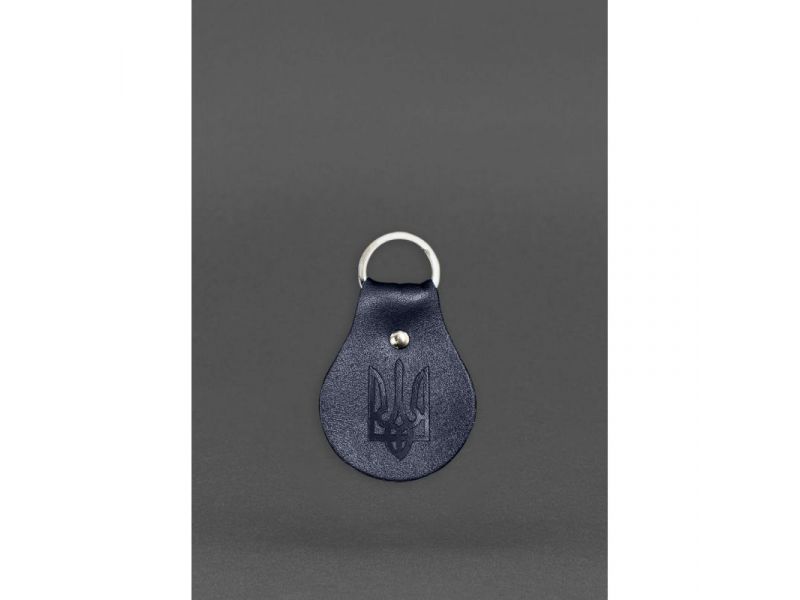 Кожаный брелок Патриотический с гербом темно-синий, фото 1