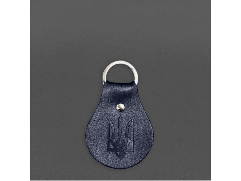 Кожаный брелок Патриотический с гербом темно-синий, фото 3
