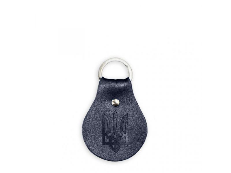 Кожаный брелок Патриотический с гербом темно-синий, фото 4