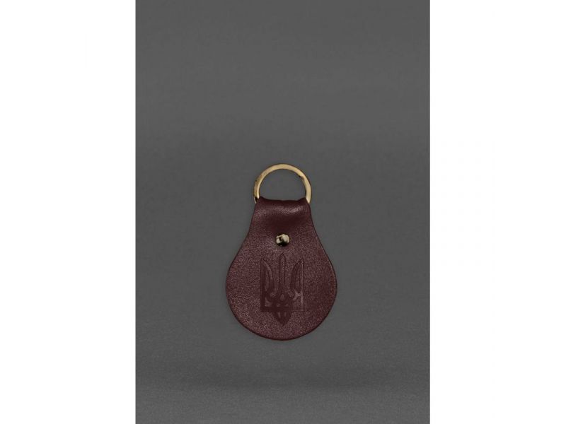 Кожаный брелок Патриотический с гербом бордовый, фото 1