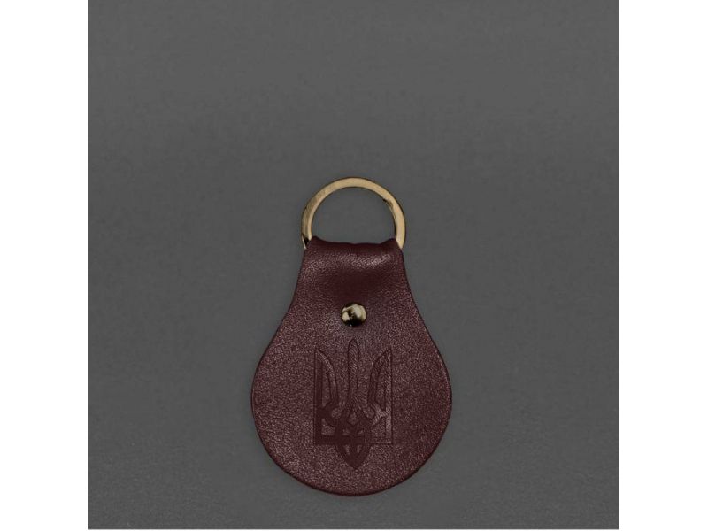 Кожаный брелок Патриотический с гербом бордовый, фото 3