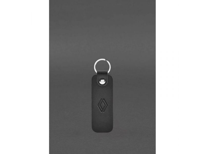 Кожаный брелок для Авто Renaulti черный краст, фото 1