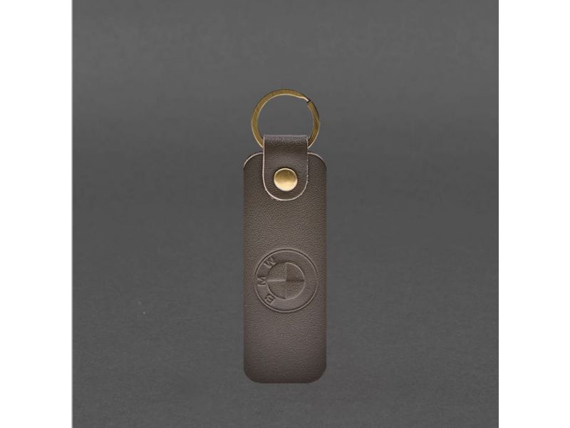 Кожаный брелок для Авто BMW темно-коричневый краст, фото 3