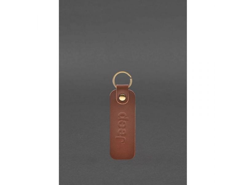 Кожаный брелок для Авто Jeep светло-коричневый краст, фото 1