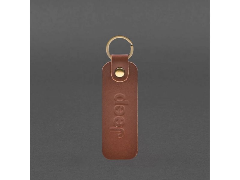 Кожаный брелок для Авто Jeep светло-коричневый краст, фото 3
