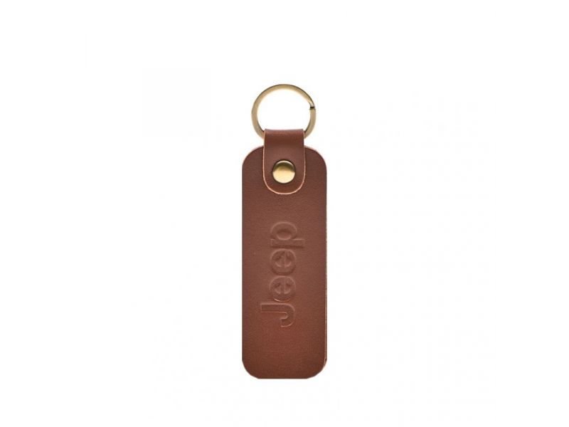 Кожаный брелок для Авто Jeep светло-коричневый краст, фото 4