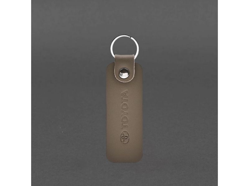 Кожаный брелок для Авто Toyota темно-бежевый краст, фото 3
