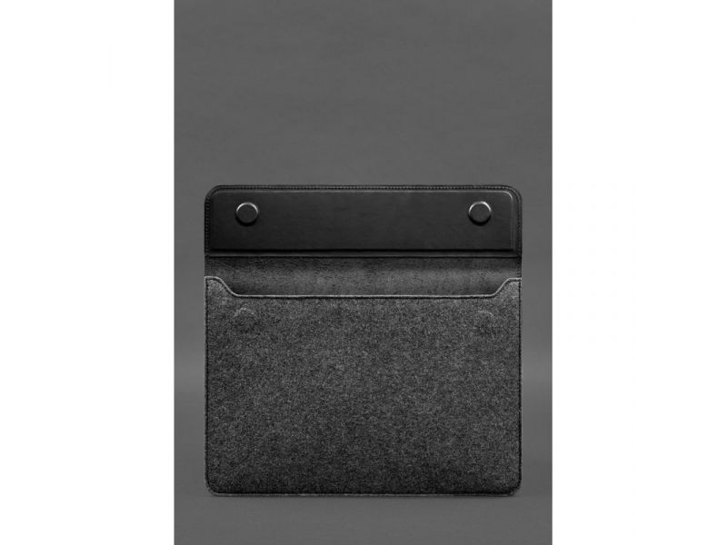 Чехол-конверт с клапаном кожа+фетр для MacBook 14&amp;quot; Черный  Crazy Horse, фото 3