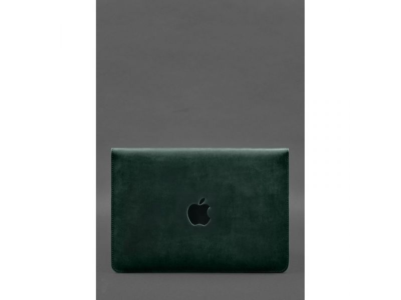 Чехол-конверт с клапаном кожа+фетр для MacBook 14&amp;quot; Зеленый  Crazy Horse, фото 2