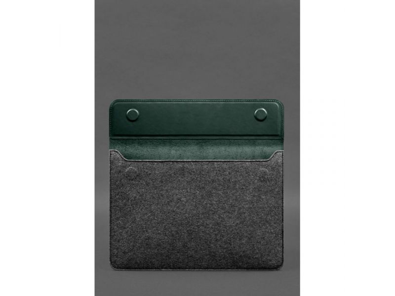 Чехол-конверт с клапаном кожа+фетр для MacBook 13&amp;quot; Зеленый  Crazy Horse, фото 3