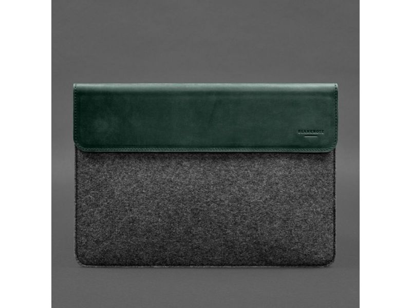 Чехол-конверт с клапаном кожа+фетр для MacBook 13&amp;quot; Зеленый  Crazy Horse, фото 5