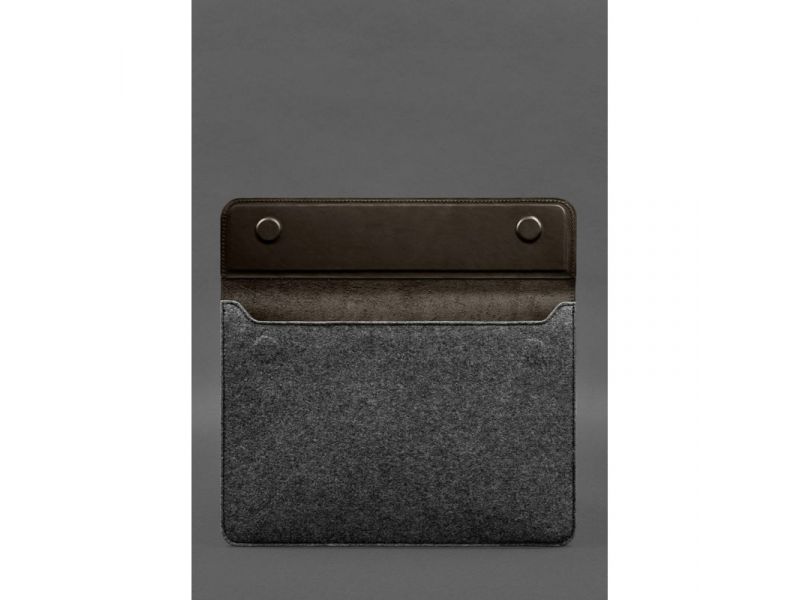 Чехол-конверт с клапаном кожа+фетр для MacBook 13&amp;quot; Темно-коричневый  Crazy Horse, фото 3