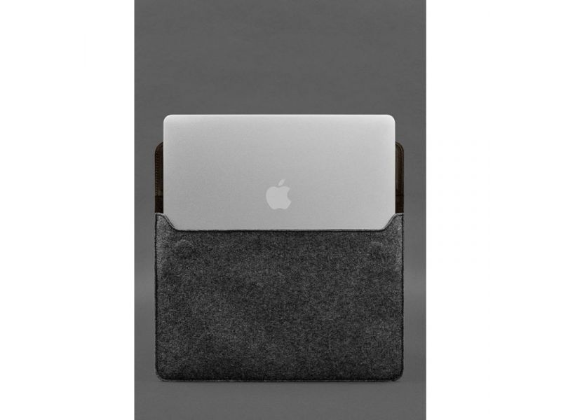 Чехол-конверт с клапаном кожа+фетр для MacBook 13&amp;quot; Темно-коричневый  Crazy Horse, фото 4