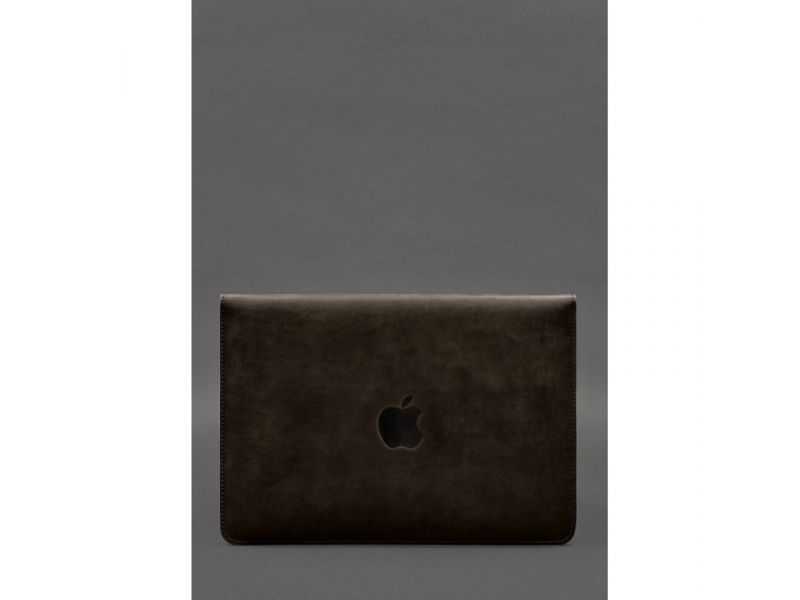 Чехол-конверт с клапаном кожа+фетр для MacBook 14&amp;quot; Темно-коричневый Crazy Horse, фото 2