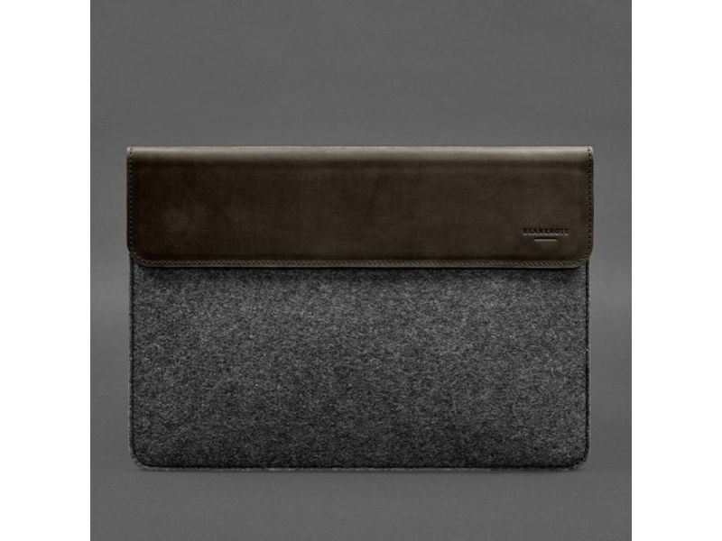 Чехол-конверт с клапаном кожа+фетр для MacBook 13&amp;quot; Темно-коричневый  Crazy Horse, фото 5