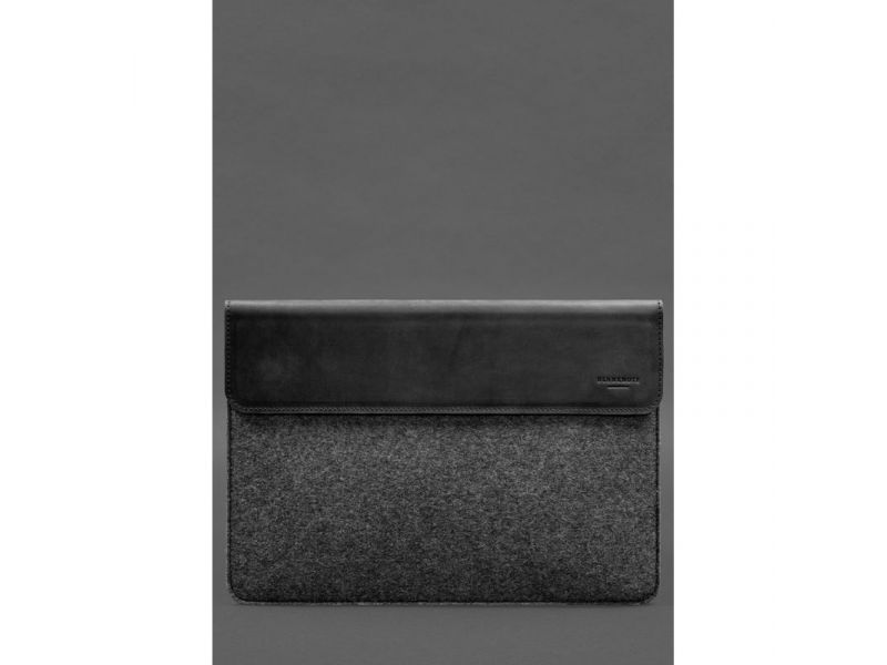 Чехол-конверт с клапаном кожа+фетр для MacBook 15&amp;quot; Черный  Crazy Horse, фото 1