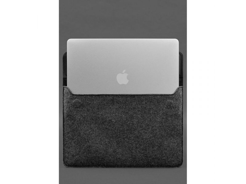Чехол-конверт с клапаном кожа+фетр для MacBook 15&amp;quot; Черный  Crazy Horse, фото 4