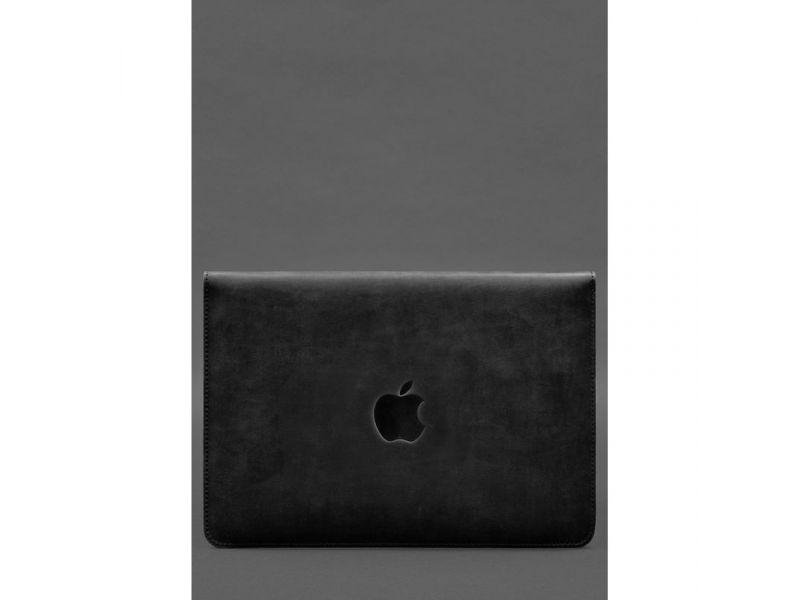 Чехол-конверт с клапаном кожа+фетр для MacBook 16&amp;quot; Черный  Crazy Horse, фото 2