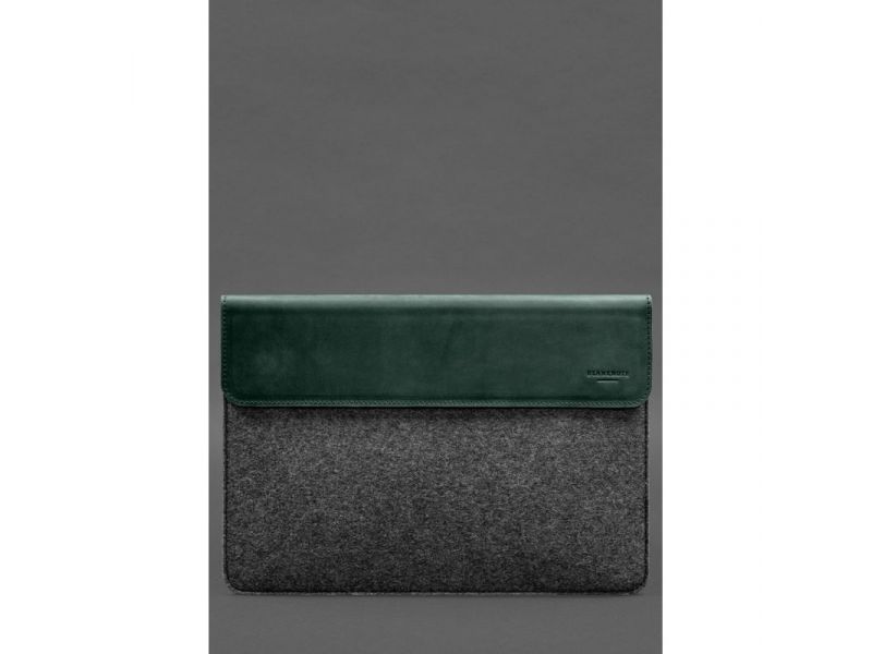Чехол-конверт с клапаном кожа+фетр для MacBook 15&amp;quot; Зеленый  Crazy Horse, фото 1