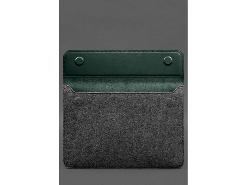 Чехол-конверт с клапаном кожа+фетр для MacBook 15&amp;quot; Зеленый  Crazy Horse, фото 3