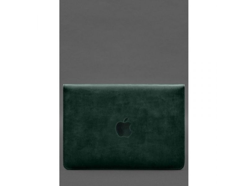 Чехол-конверт с клапаном кожа+фетр для MacBook 15&amp;quot; Зеленый  Crazy Horse, фото 2