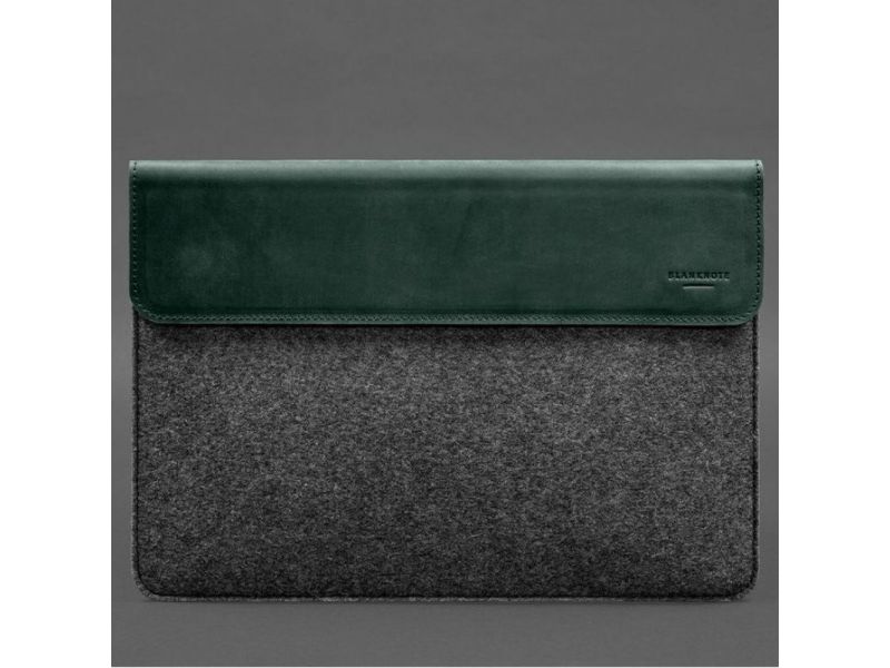 Чехол-конверт с клапаном кожа+фетр для MacBook 15&amp;quot; Зеленый  Crazy Horse, фото 5