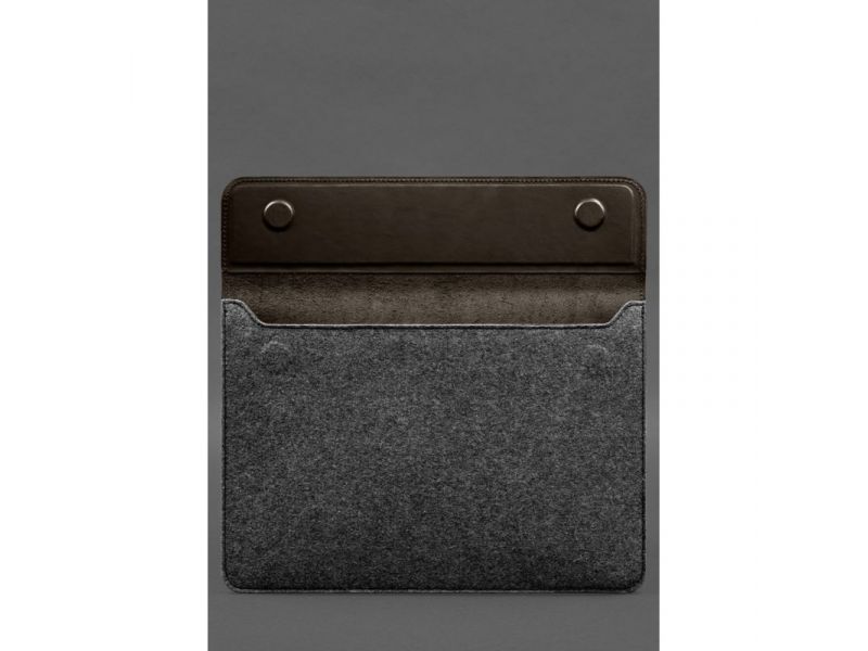 Чехол-конверт с клапаном кожа+фетр для MacBook 15&amp;quot; Темно-коричневый  Crazy Horse, фото 3