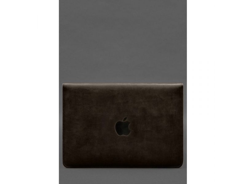 Чехол-конверт с клапаном кожа+фетр для MacBook 15&amp;quot; Темно-коричневый  Crazy Horse, фото 2