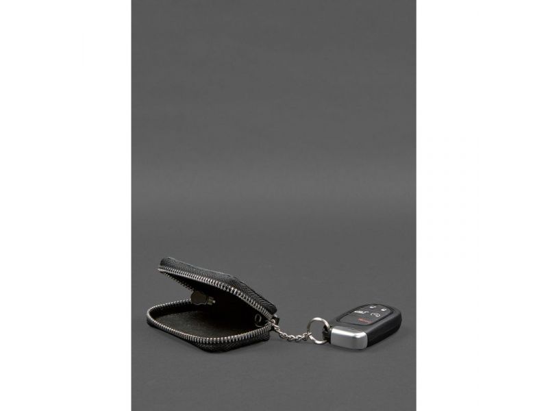 Кожаный чехол для автомобильного ключа, черный Saffiano, фото 5