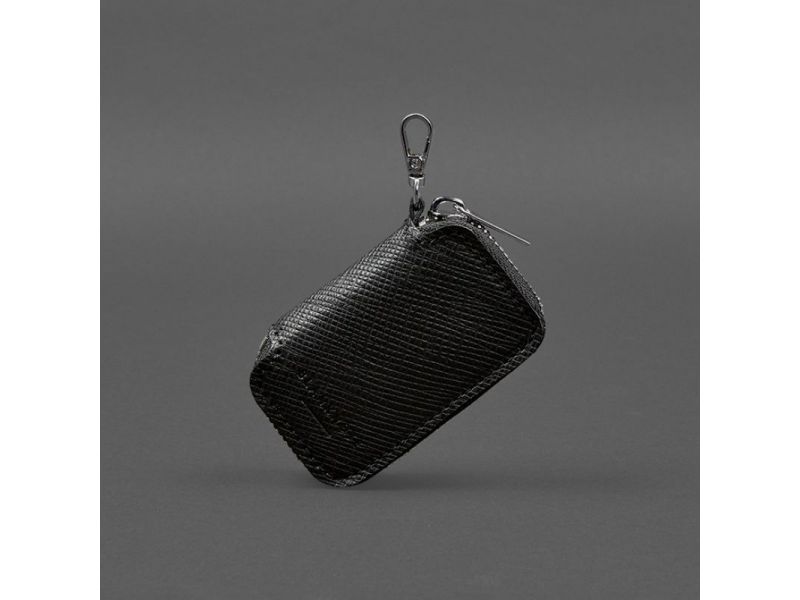 Кожаный чехол для автомобильного ключа, черный Saffiano, фото 6