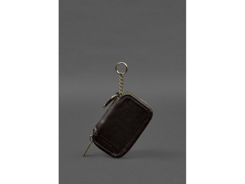 Кожаный чехол для автомобильного ключа темно-коричневый краст, фото 3