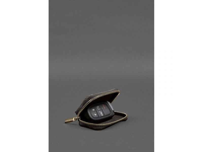 Кожаный чехол для автомобильного ключа темно-коричневый краст, фото 2