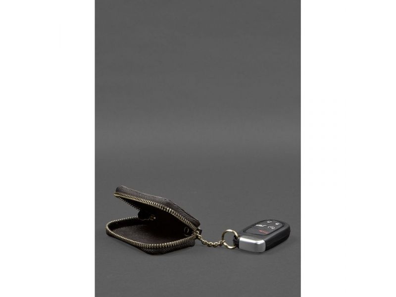 Кожаный чехол для автомобильного ключа темно-коричневый краст, фото 5