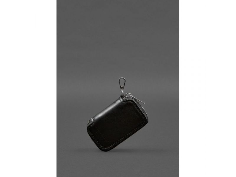 Кожаный чехол для автомобильного ключа, черный краст, фото 1