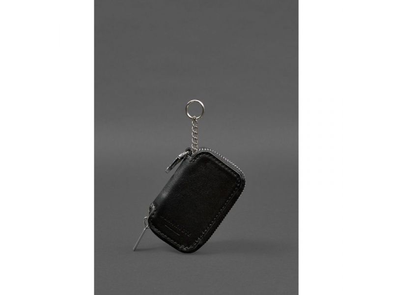 Кожаный чехол для автомобильного ключа, черный краст, фото 3