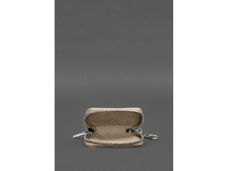 Кожаный чехол для автомобильного ключа светло-бежевый краст, фото 4