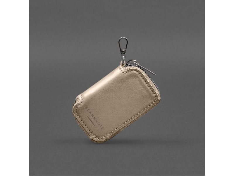 Кожаный чехол для автомобильного ключа светло-бежевый краст, фото 6